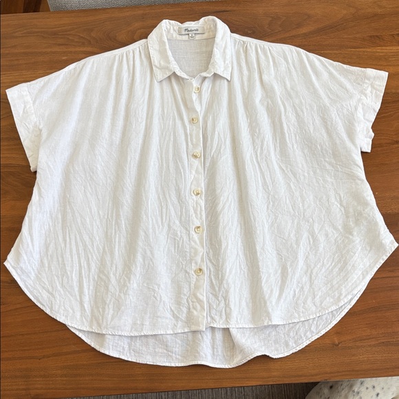 Madewell Linen-Blend Hilltop Shirt in White Size Medium - Picture 5 of 8